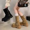Short Boots Women's 2025 Autumn New Versatile Autumn Retro British Style Explosion with Skirt Knight Boots Stacking Boots