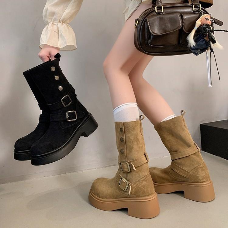 Short Boots Women's 2025 Autumn New Versatile Autumn Retro British Style Explosion with Skirt Knight Boots Stacking Boots