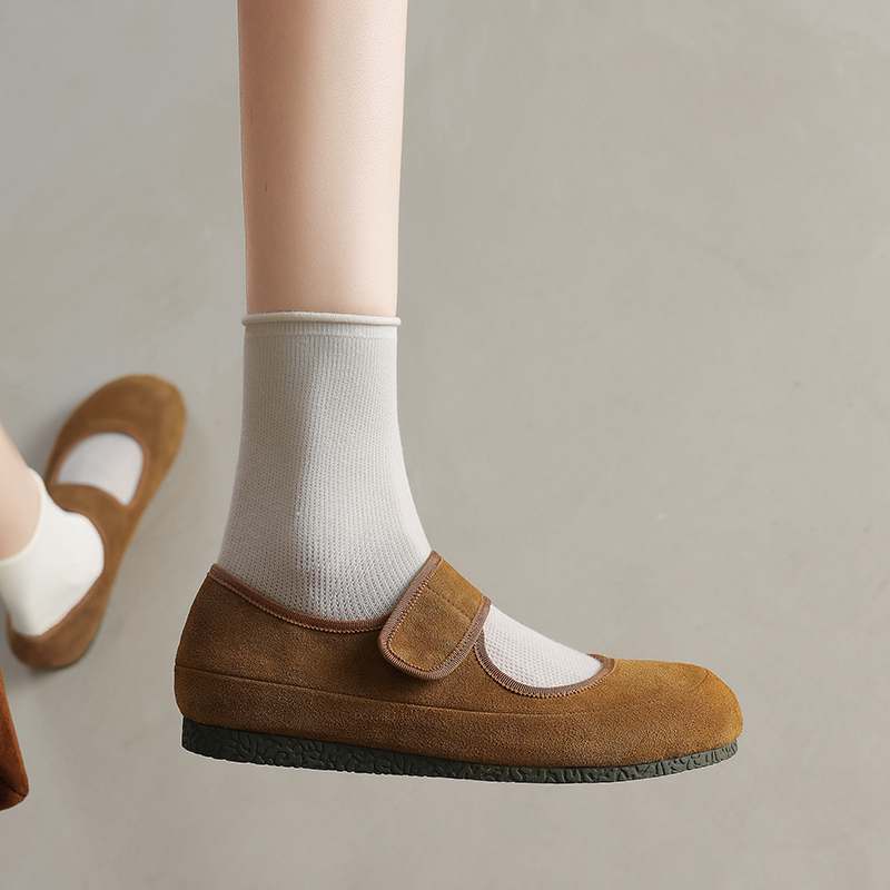 Krazing Pot Cow Suede Nubuck Spring Autumn Winter Flats Slip on Mules Women Keep Warm Fashion Girls Casual Shoes