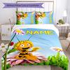 3pcs Custom Name Cartoon Maya the Bee Bedding Set Duvet Cover Closure Includes 1 Duvet Cover & 2 Pillowcases for All Seasons Bedroom Decor