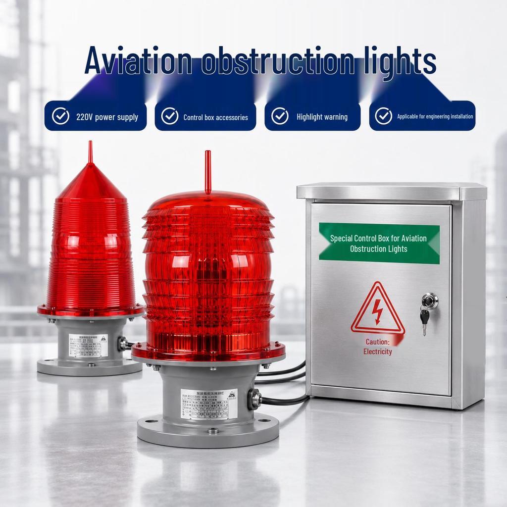 122/155 Solar Aviation Obstruction Light with GPS Networking for Skyscrapers and Towers
