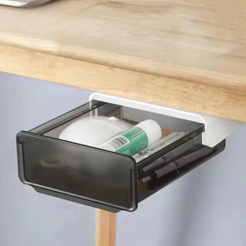 

Invisible Storage Table Shelf Storage Box New Pull Out Storage Box Hanging Under Desk Drawer Large Capacity Undertable Drawer