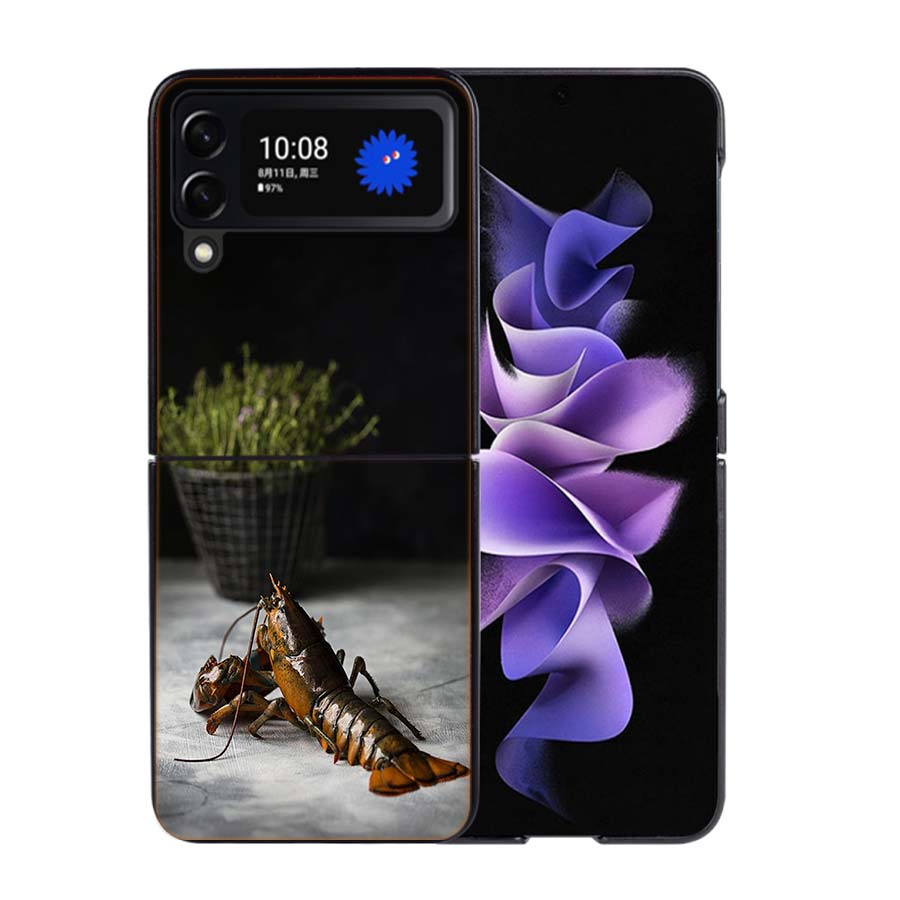 Live Lobster Phone Case For Samsung Z Flip 7 6 5G Galaxy Z Flip4 Z Flip5 Z Flip3 Coque Black Hard PC Shell Protective Cover