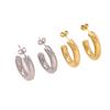 European and American stainless steel C-shaped earrings, high-end fashion and versatile earrings, temperament trend INS stainless steel stud earrings