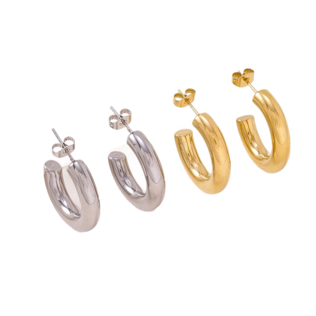 European and American stainless steel C-shaped earrings, high-end fashion and versatile earrings, temperament trend INS stainless steel stud earrings
