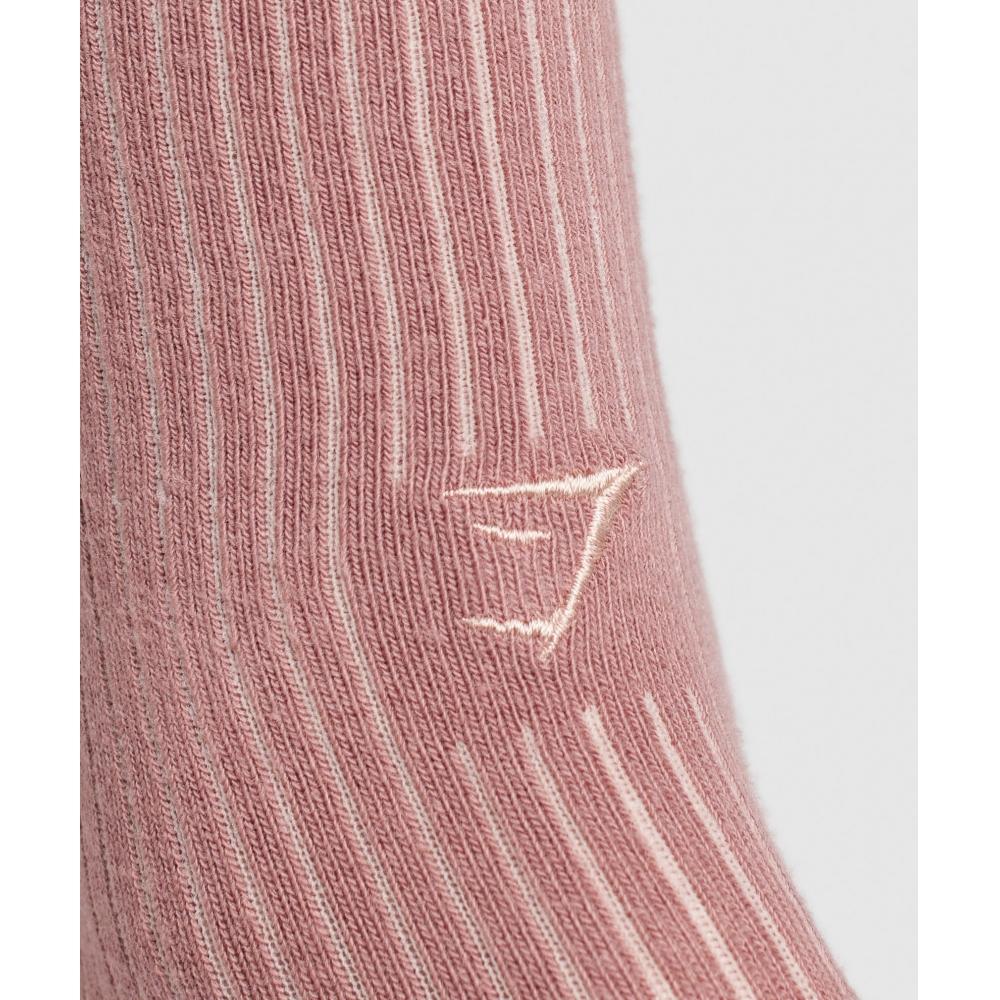 Gymshark Frill Crew Single Sock Brick Brown Muted Pink I3a9t Ncq1