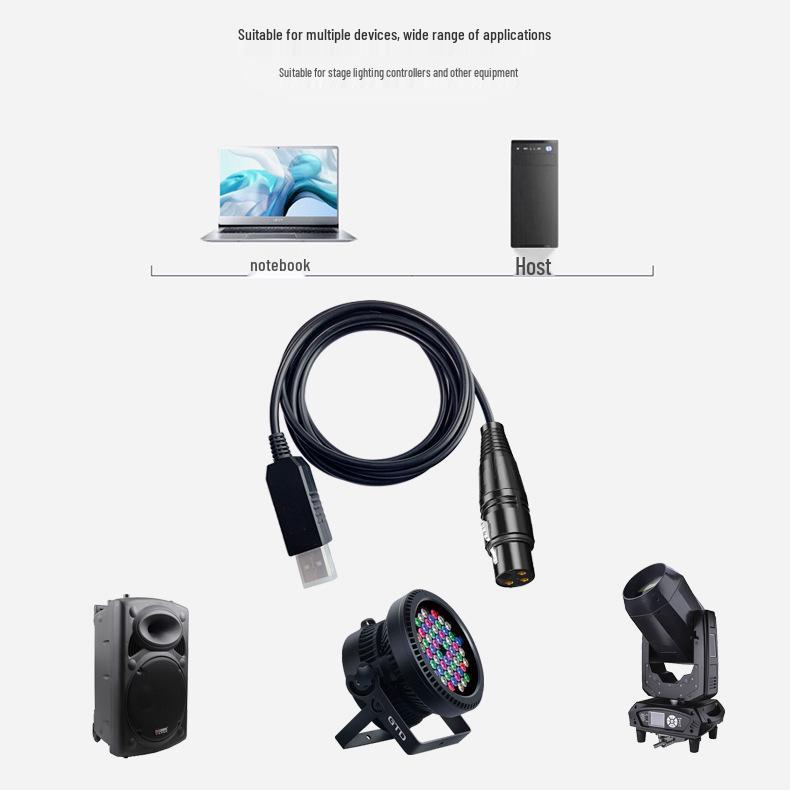 USB To DMX Console RS485 Debug Cable for Stage Lighting Control