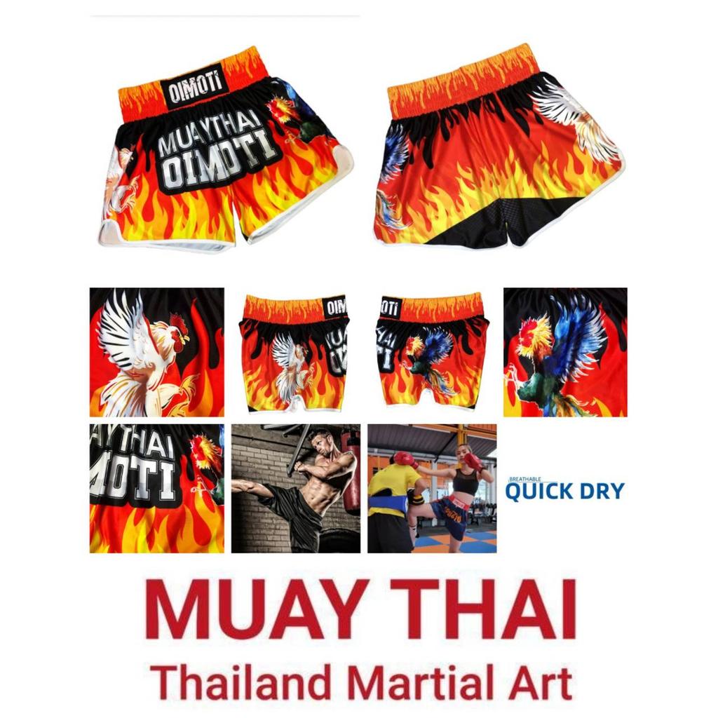 Fire Rooster Muay Thai Kickboxing Boxing MMA UFC Casual Shorts Gym Sport Unisex Men Women Workout Quick Dry Print Elastic High Waist Training