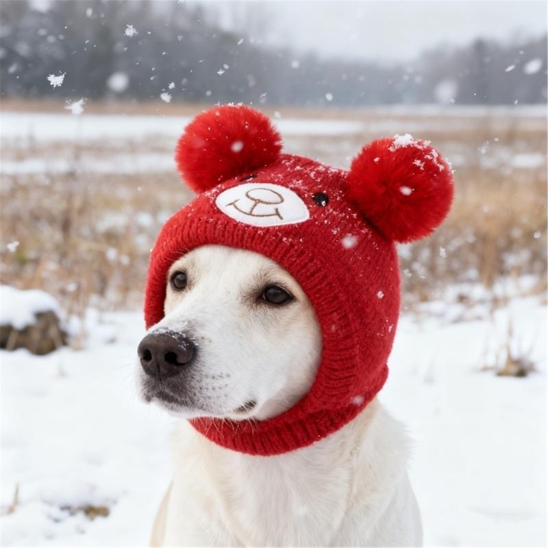 Holiday Dog Hat Warm Thicken Weave Knitted Hat For Small to Large Animals Party Indoor Use