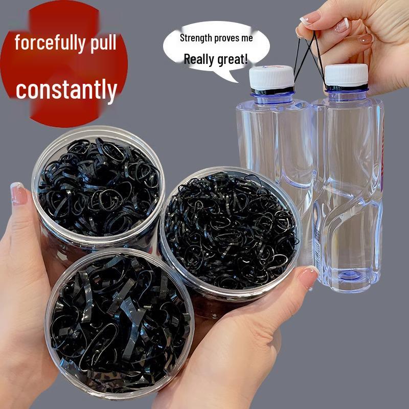 Black Thickened Elastic Hair Ties: Wide, Durable, High-Elasticity Bands for Adults