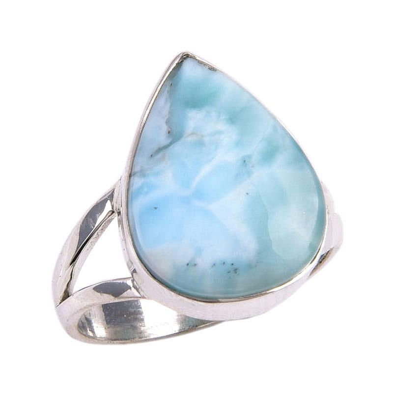 Natural Republic Larimar Gemstone 925 Solid Sterling Silver Gift Ring S.8 S2P40