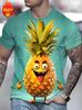 Maglietta da uomo alla moda divertente con frutta, stampa 3D, grafica di ananas, maglietta estiva trendy Hip Hop a maniche corte con girocollo, top