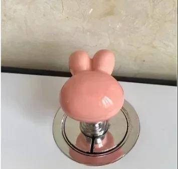Broken Heart Shape Toilet Presser Self-Adhesive Rabbit Toilet Press Button Nail Protector Toilet Lid Handle Tank Flush Button