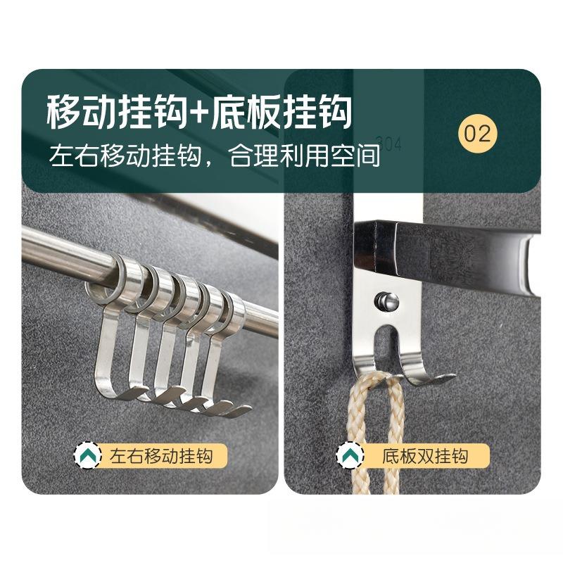 304 Stainless Steel Towel Bars Bathroom Storage Rack Non Punching Foldable Towel Storage Rack Space Saving Hardware Pendant
