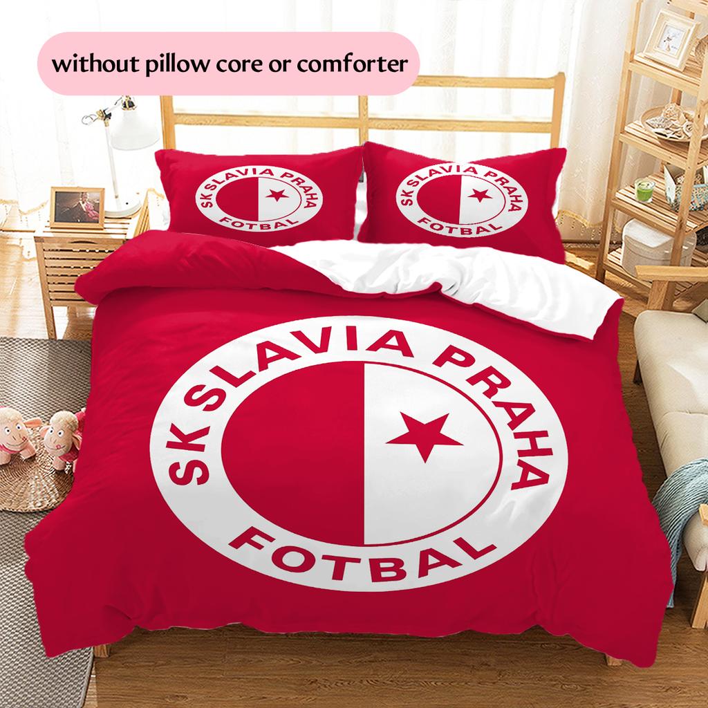 SK Slavia Praha Pattern Bedding Home Decoration Birthday Gift (1 * Duvet Cover + 2 * Pillowcase, Without Core)