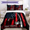 3PC Custom Name Rod American Flag Bedding Set Duvet Cover Closure Includes 1 Duvet Cover & 2 Pillowcases for Bedroom