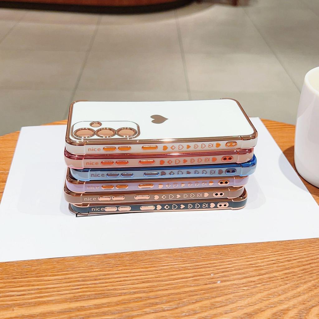 Suitable for Samsung S25ULTRA Side Electroplating Love Mobile Phone Case A14 Silicone All Inclusive A54 Protective Case