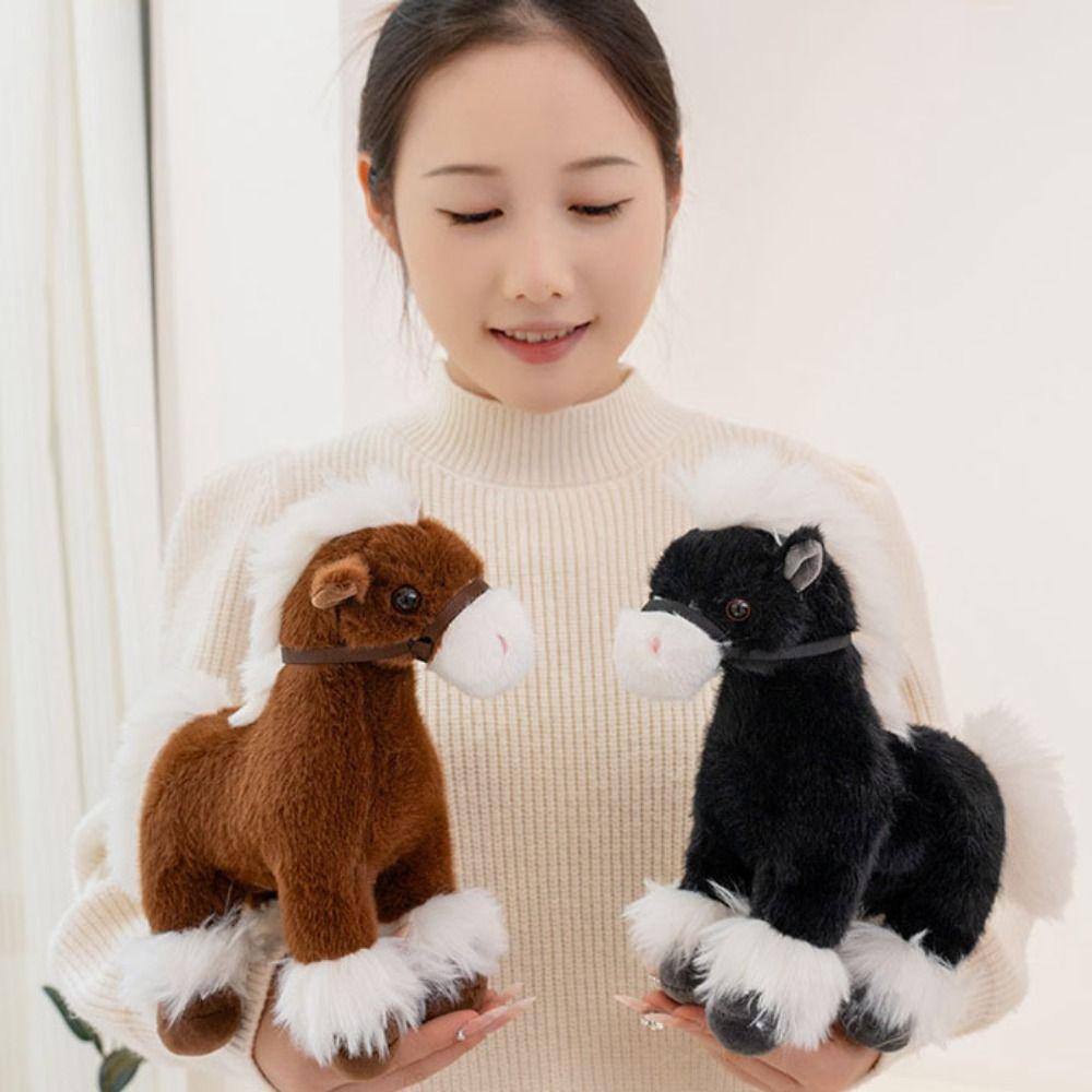 PP Cotton Realistic Horse Plush Toys Soft Horse Mascot Stuffed Animal  Festive Decor