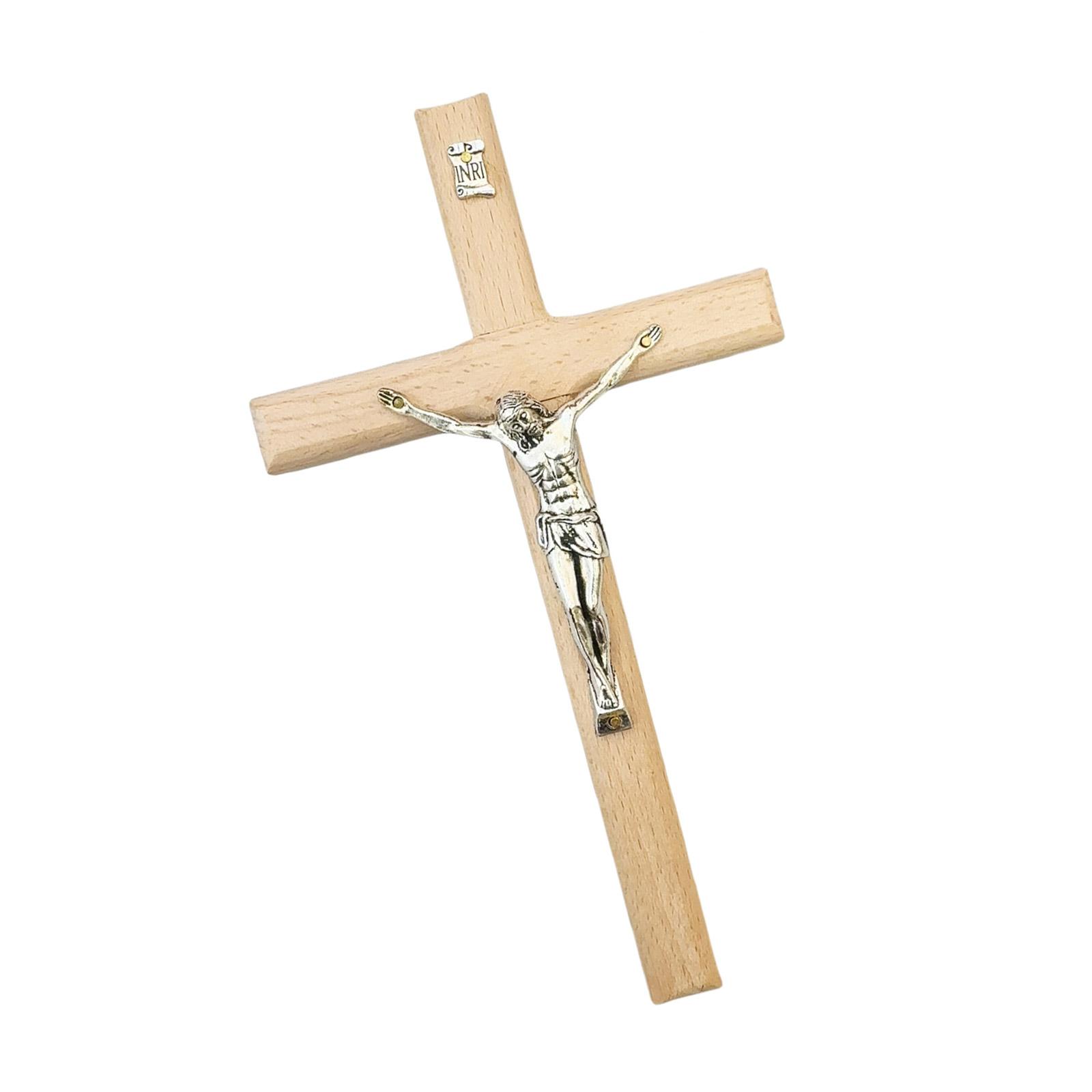 

Elegant Religious Wall Cross Sculpture 4.52x7.87 Inches Durable Wood Metal Faith Based Home Decor Gift B