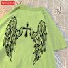 Casual Cotton Womens TShirts Cross Body And Flying Wings Funny Prints Short Sleeve ONeck Soft Oversize Fashion Female Clothes