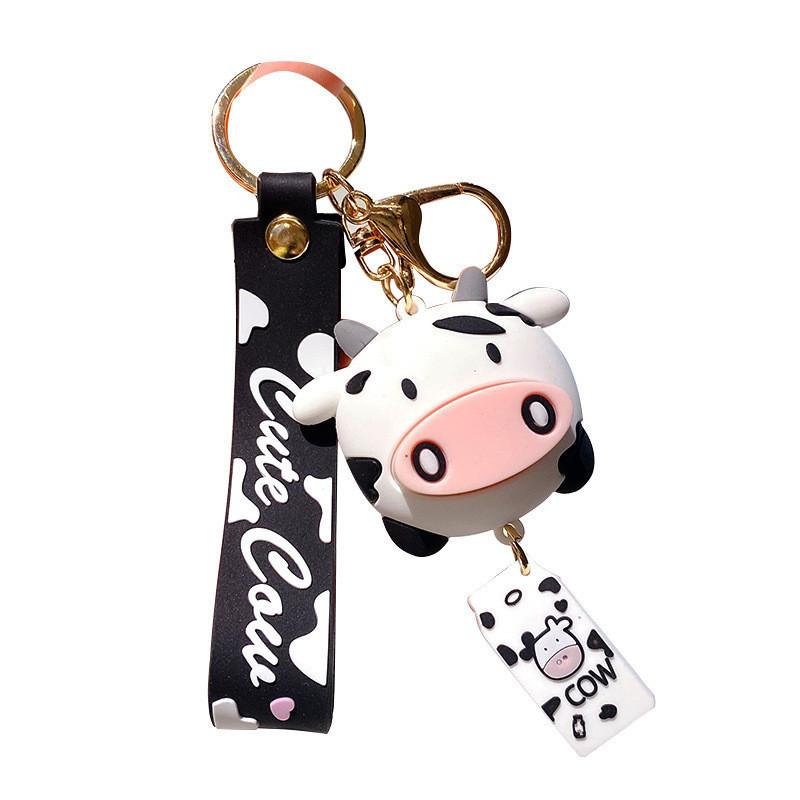 Adorable Korean Style Cartoon Cow Keychain Silicone Bag Charm Gift For All Occasions