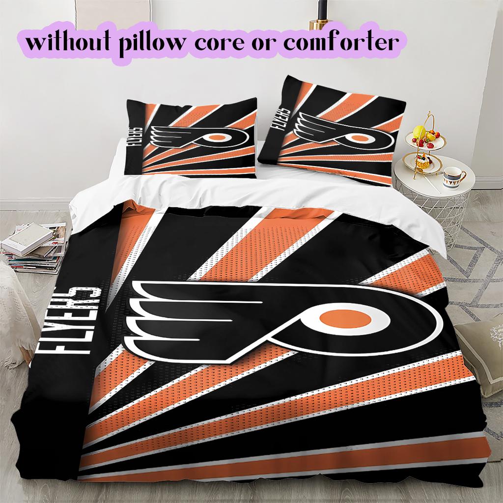 Ice Hockey Logo Pattern Bedding Quilt Set Quilt Cover Pillowcase Home Decoration Birthday Gift (1*duvet cover+ 2*pillowcase, without core)