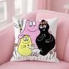 Cartoon Barbapapa Pillow Case Square Double-Sided Printing Short Plush Sofa Cushion Cover Bedroom Bedside Pillow