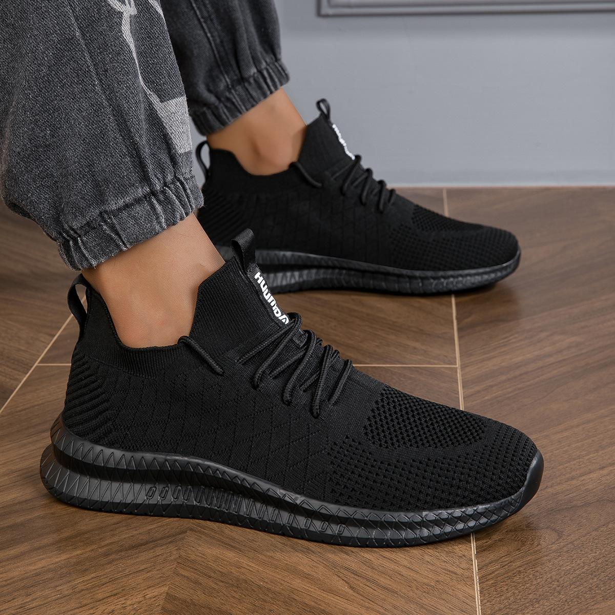 

Дышащие корейские сетчатые дышащие повседневные кроссовки с цепким хватом - модный дизайн удобные кроссовки для отдыха на открытом воздухе 48 чёрный