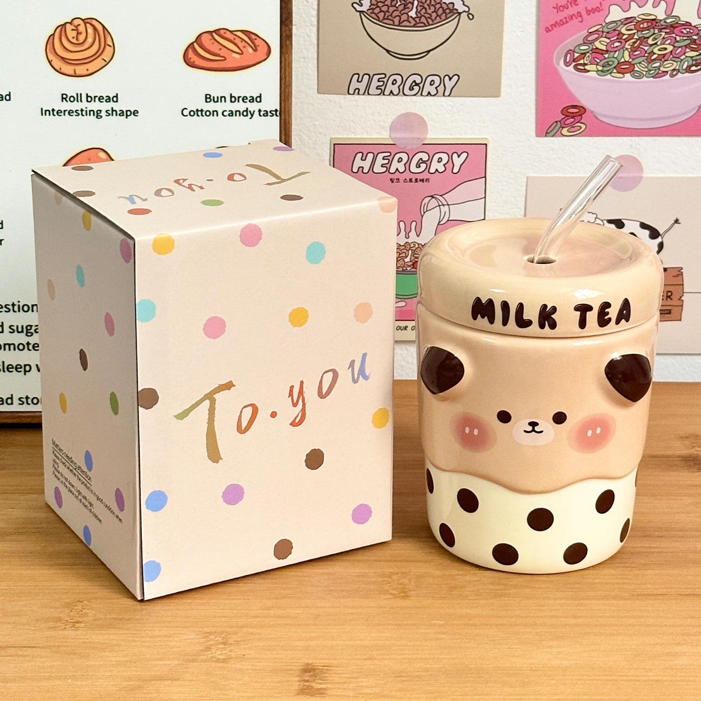 

Ceramic Straw Cup Souvenir Gift for Girls Water Cup High Looking Mug Office Cup Home Couple Cup Men 301-400ml