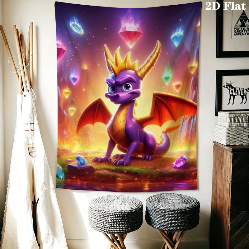 Spyro the Dragon Wall Tapestry Aesthetic Wall Hanging Printed Fabric Blanket Decorative Tapestries for Bedroom Living Room Home Decor