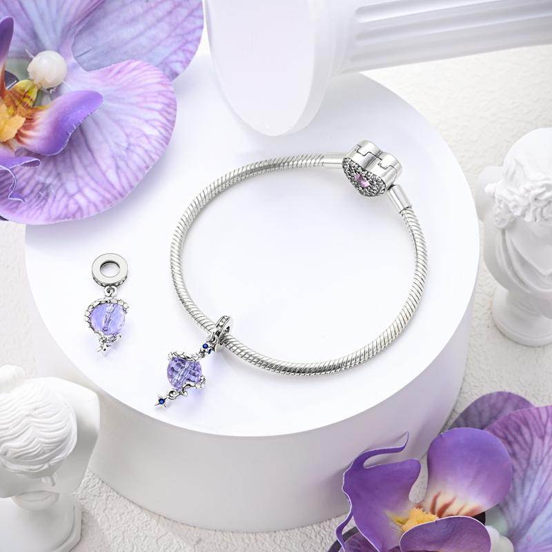 Charms Original Copper Purple Crystal Ball Snake Pendant Beads Fit Bracelet Women Jewelry Diy Fine Gift Accessory