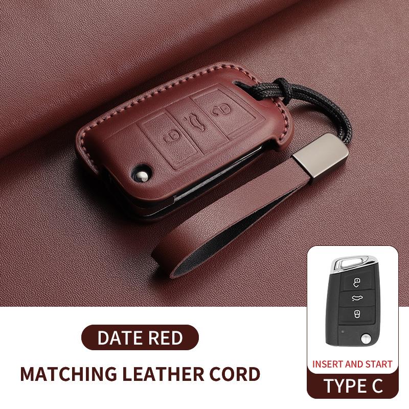 Leather Car Key Case Cover for Volkswagen VW Polo Golf7 MK7 Tiguan Passat Golf Jetta Lavida Car Remote Key Case Shell Accessorie