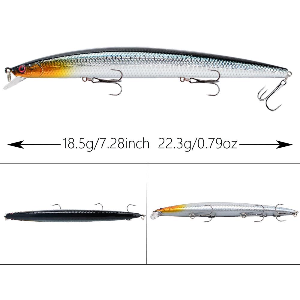18.5cm Silver/Black Carp, Bass & Mandarin Fish Floating Minnow Popper Lure - 22.3g