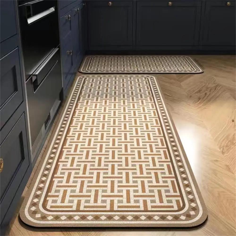 

VIKAMA 1/2PC Diatomaceous Earth Carpet Classic Light Luxury Bathroom Kitchen Mat Small Rug Non-Slip Rug Washable Home Decor 1PC40X60CM (1.3X2FT