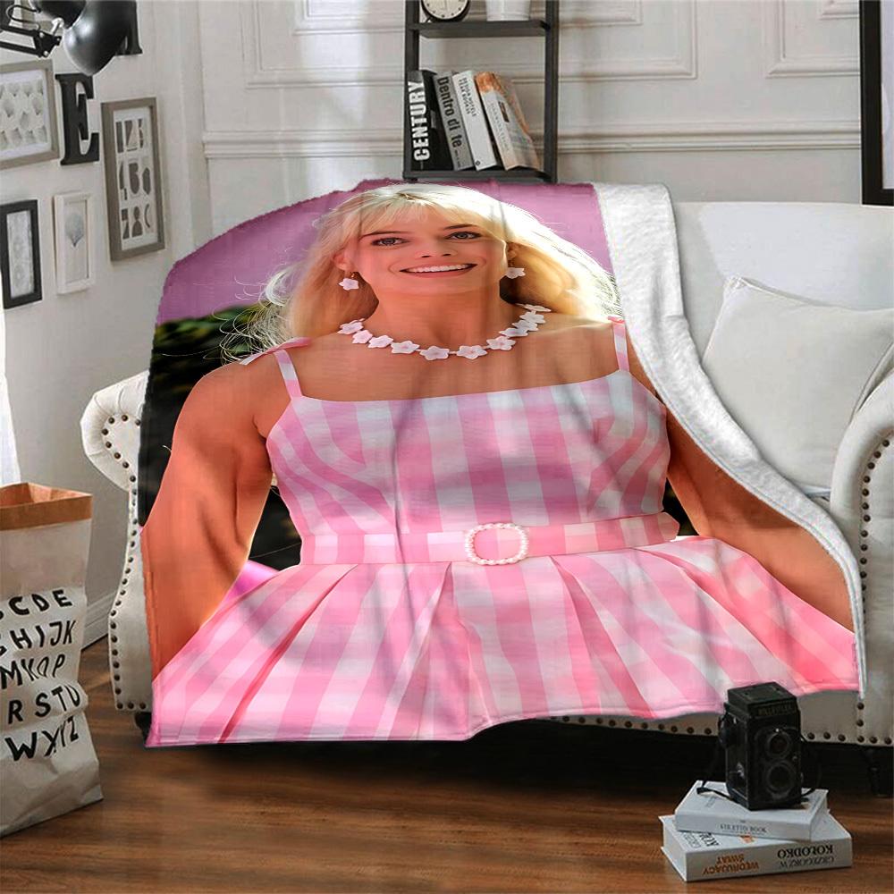 1pc pink checkered dress Flannel Blanket Soft Warm Throw for Home, Office, Travel, All-Season Cozy Bedding GiftL1289
