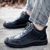 Autumn high-top men's shoes casual leather shoes leather large size breathable outdoor sports hiking shoes men's soft sole Korean version