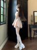 Heiress Style Short Skirt - Waist-Cinched Summer Dress with Bowknot Design
