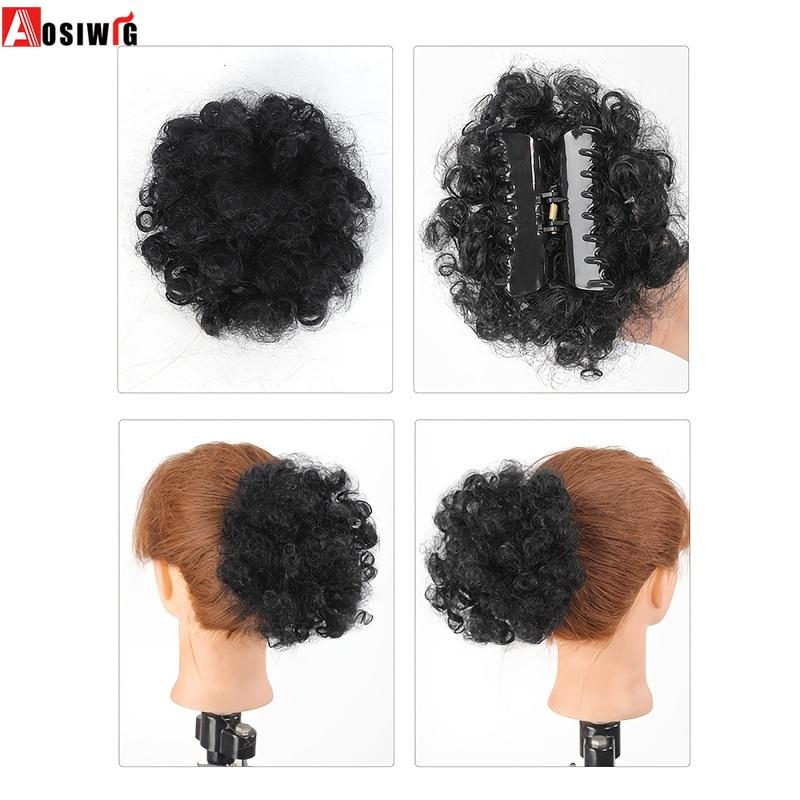 Synthetic Afro Puff Ponytail Kinky Curly Hair Bun Piece with Clips In Updo Extensions for Black Women