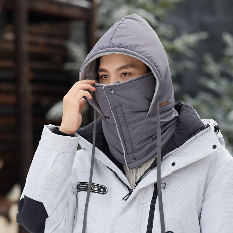 Флисовая велошапка в корейском стиле с интегрированной манишкой и маской для лица - Ветрозащитная и снегозащитная для мужчин и женщин One Size