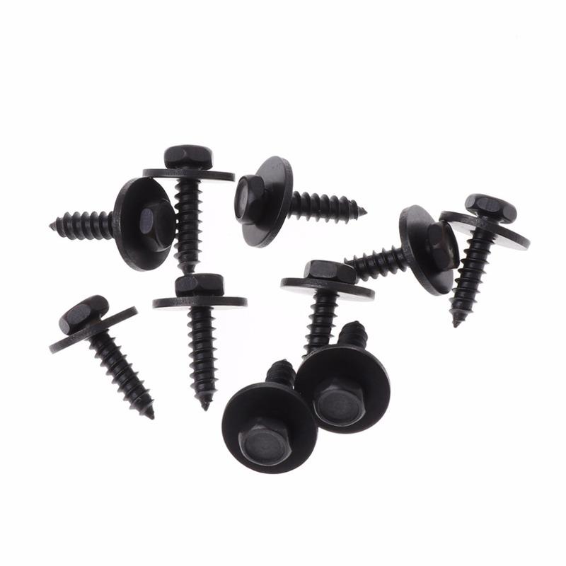 10 Pcs/set Universal Car Auto 4.8x19mm Self-Tapping Screws Captive Loose Washer 8mm Hex Head