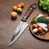 Geschmiedetes Koch-, Ausbein-, Tranchierbeil, Professionelles Küchenmesser für Fleisch, Geflügel, Metzgerei, Schäler, Schneidwerkzeug, Grillmesser mit Scheide