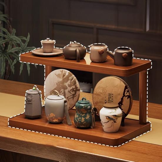Desktop Storage Rack Durable Construction Strong Load-bearing Multipurpose Wood Tabletop Stand Storage Shelf