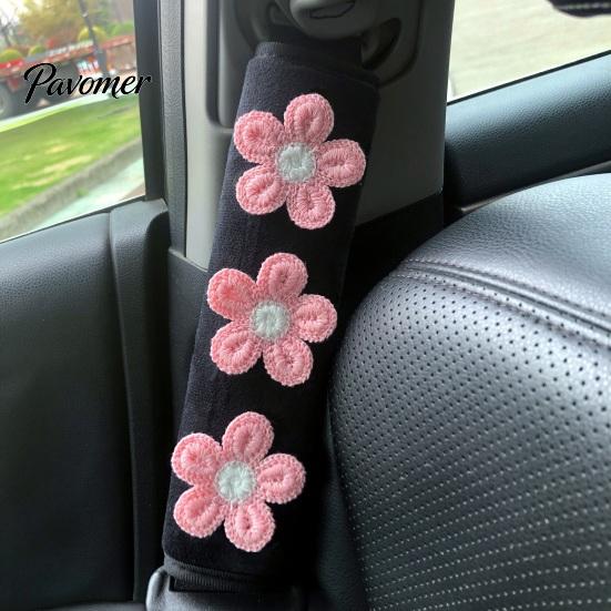 Car Seat Belt Covers Cute Floral Pads for Car, Soft Mesh Shoulder Decorative Strap Cushions Covers, Comfortable Universal Protective Adults