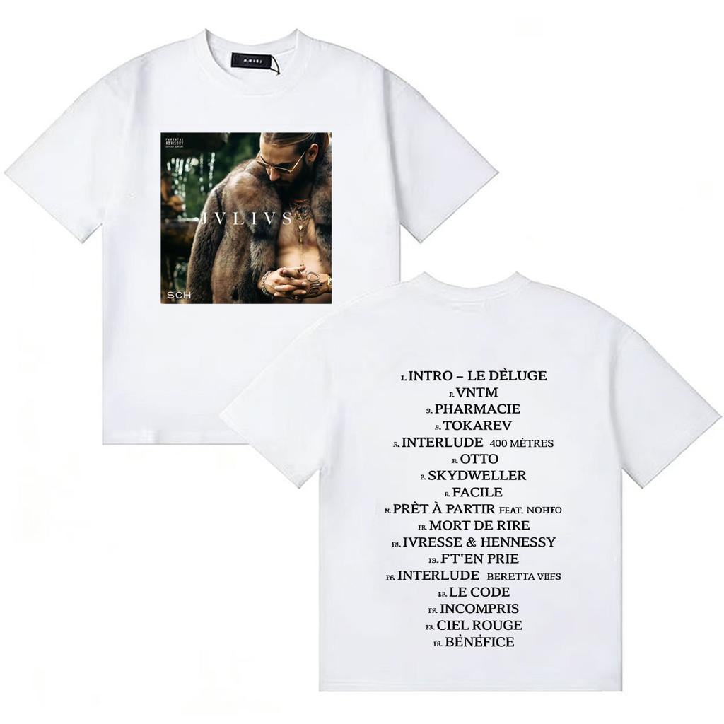 French Rapper SCH JVLIVS Tour Inspired Gothic High Quality Casual Oversized TShirt Unisexs Womens Cozy Summer Tee Shrits Teenagers