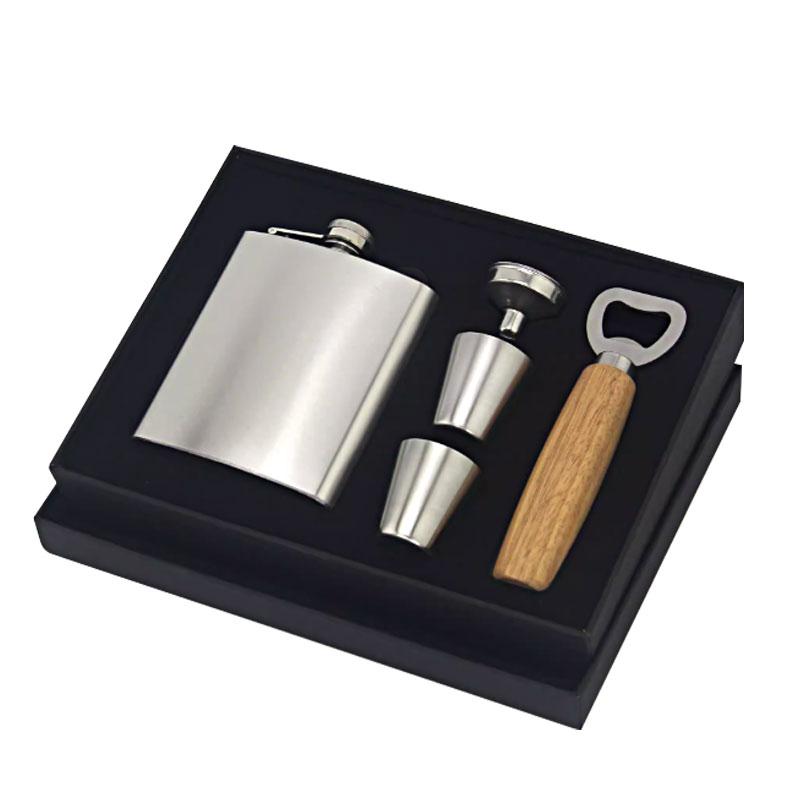 7oz Portable stainless Flagon Hip Flasks set with cups funnel for Whiskey Vodka Wine Pot outdoor Drinking Bottle gift box