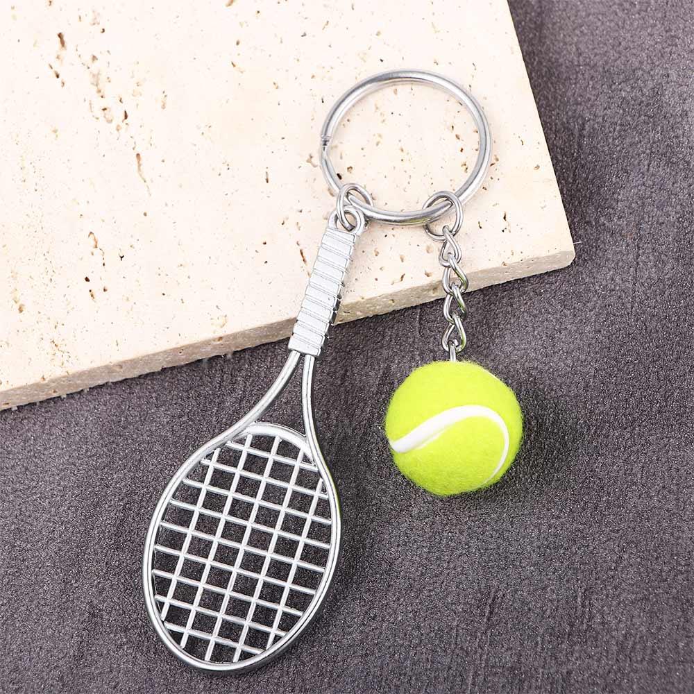 Car Key Chain 6 color Metal Tennis Racket Keychain Tennis Ball Mini Keychain Sports Key Chain