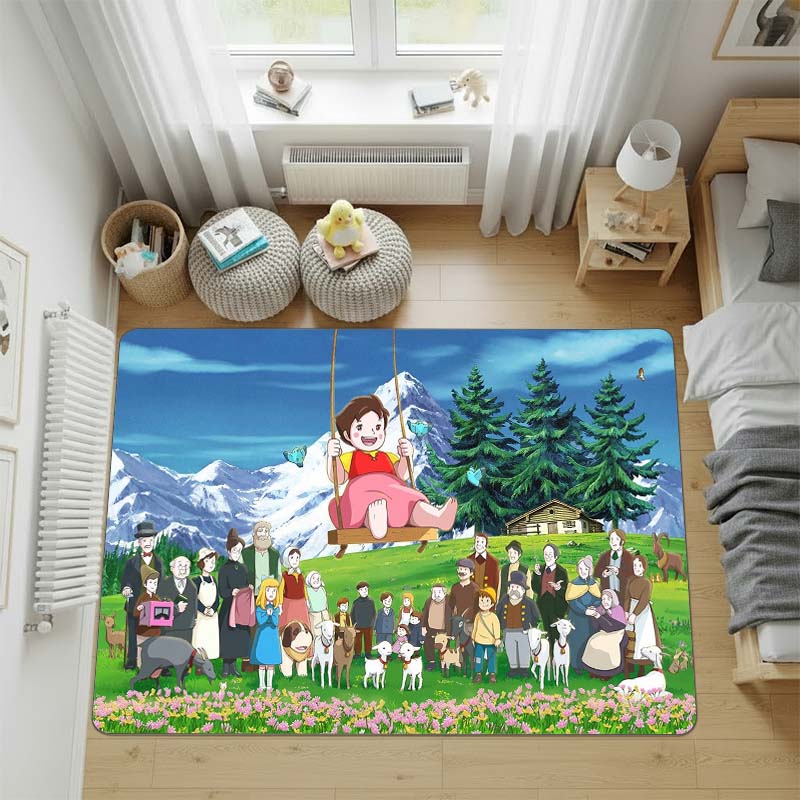 Heidi Alp Cartoon Area Rug Cute Washable Non-Slip Play Mat Cute Anime Floor Carpet for Kids Room Bedroom Living Room Decor