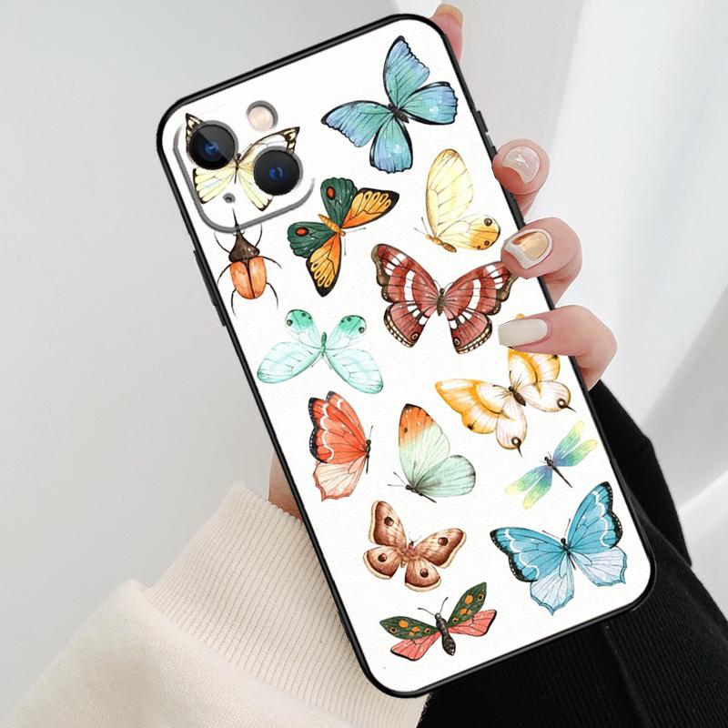 

Butterfly Flower Phone Case For iPhone 17 Pro Max 15 14 13 11 12 16 Pro Max mini 15 16 Plus 16e 17 Air Cover iPhone 16Pro MAX