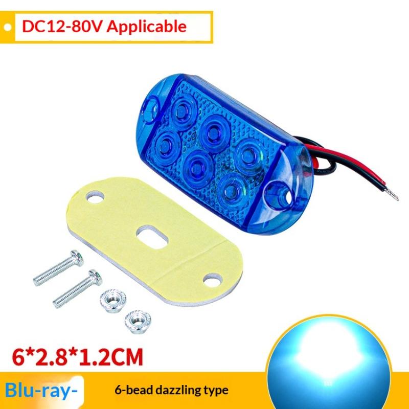 Waterproof LED Strobe Light 6LED High-brightness for Emergency Vehicle Warning Safety Blue 12to80V
