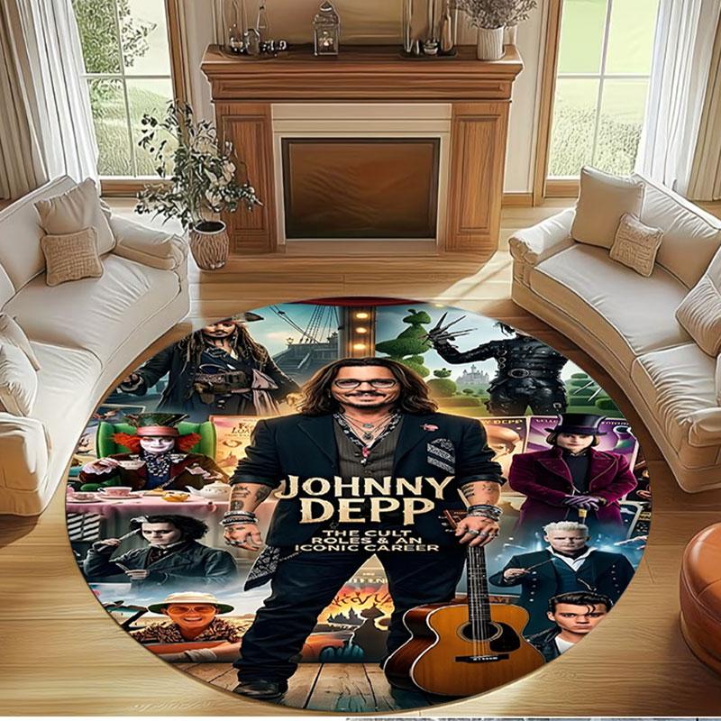 Captain Jack Sparrow Print Round Rug, Washable Floor Carpet, For Entryway Dorm Laundry Room Office Study, Home Decor Birthday Christmas Gift